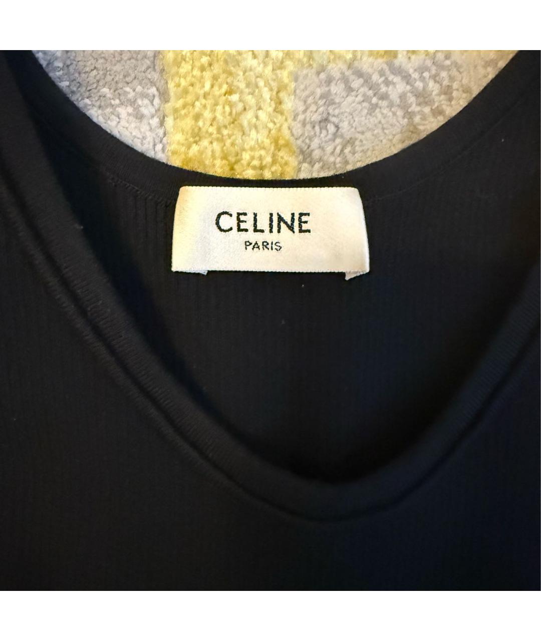 CELINE Черная хлопковая майка, фото 4