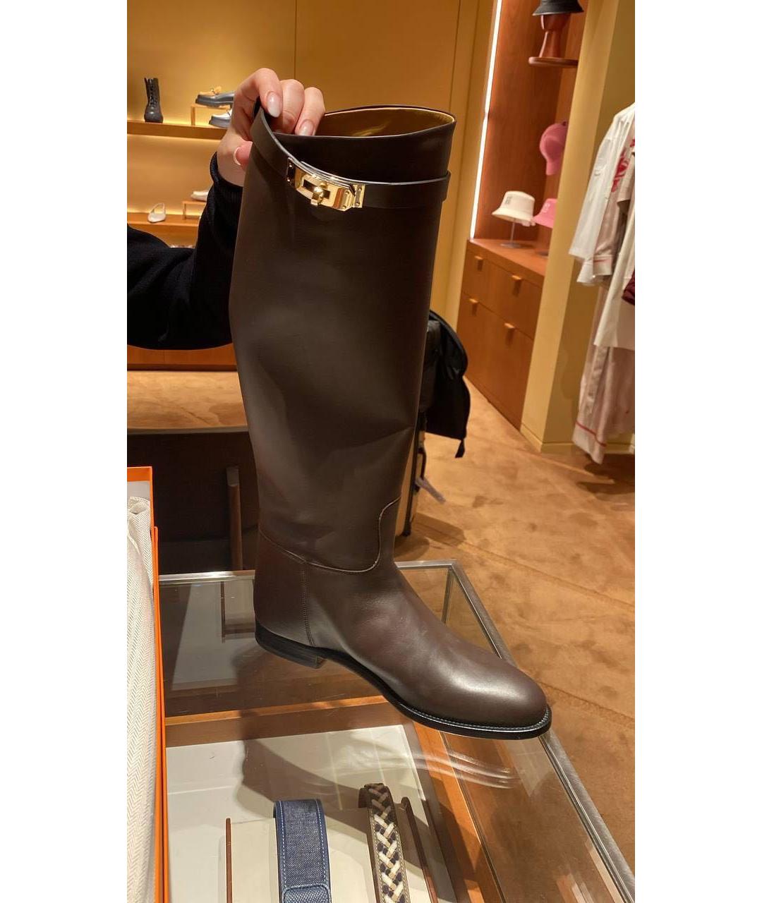 HERMES Коричневые кожаные сапоги, фото 3