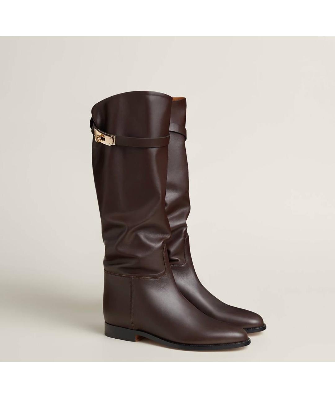 HERMES Коричневые кожаные сапоги, фото 4