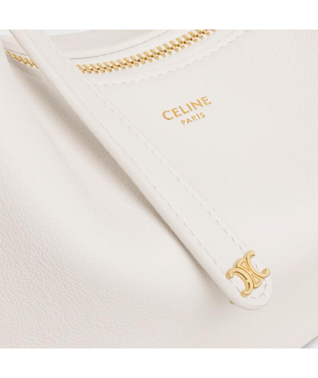 CELINE Белая кожаная сумка с короткими ручками, фото 3