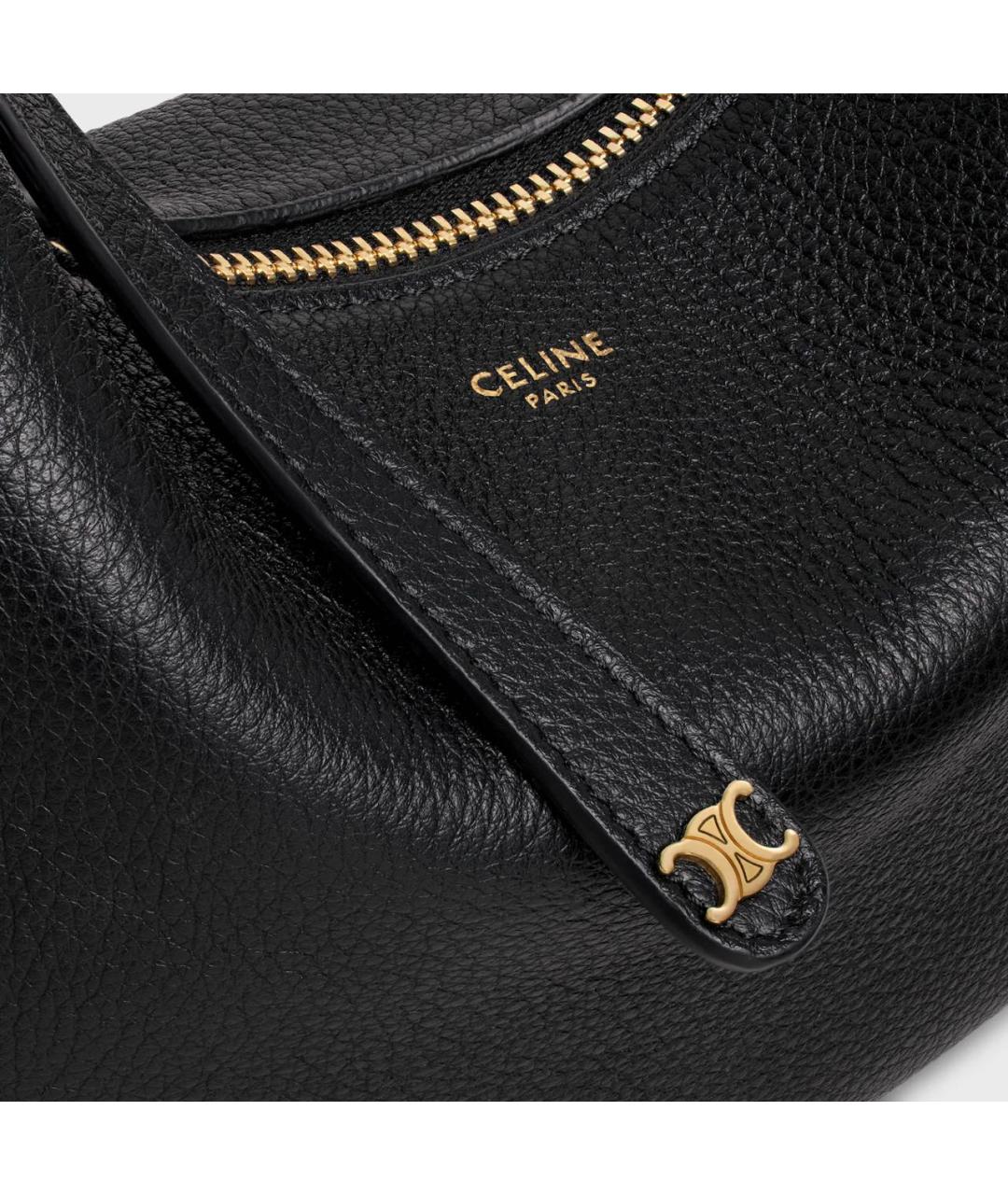 CELINE Черная кожаная сумка с короткими ручками, фото 3