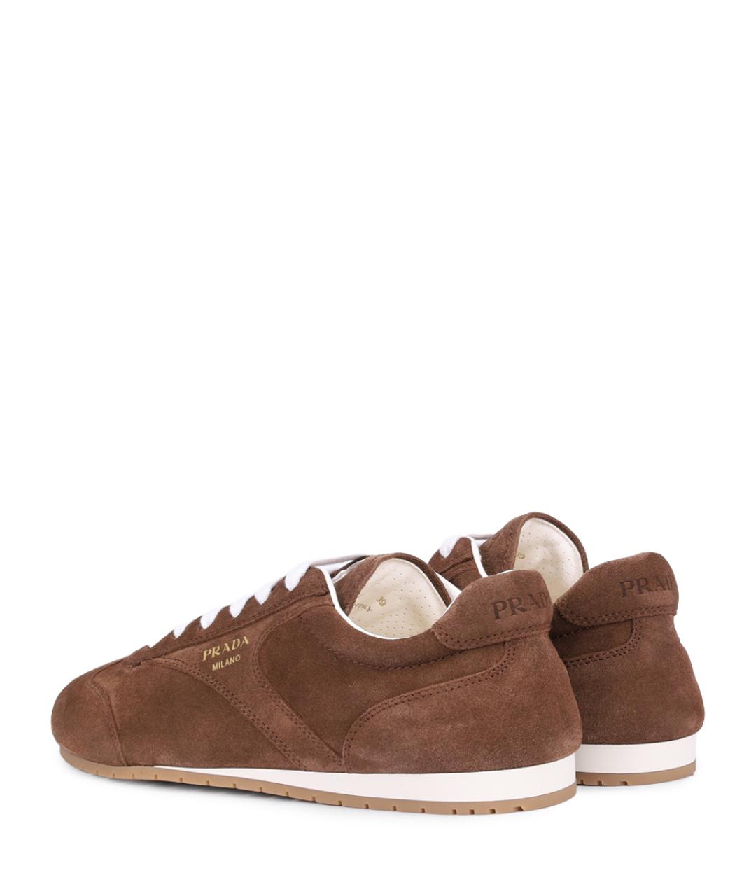 PRADA Коричневые замшевые кроссовки, фото 2