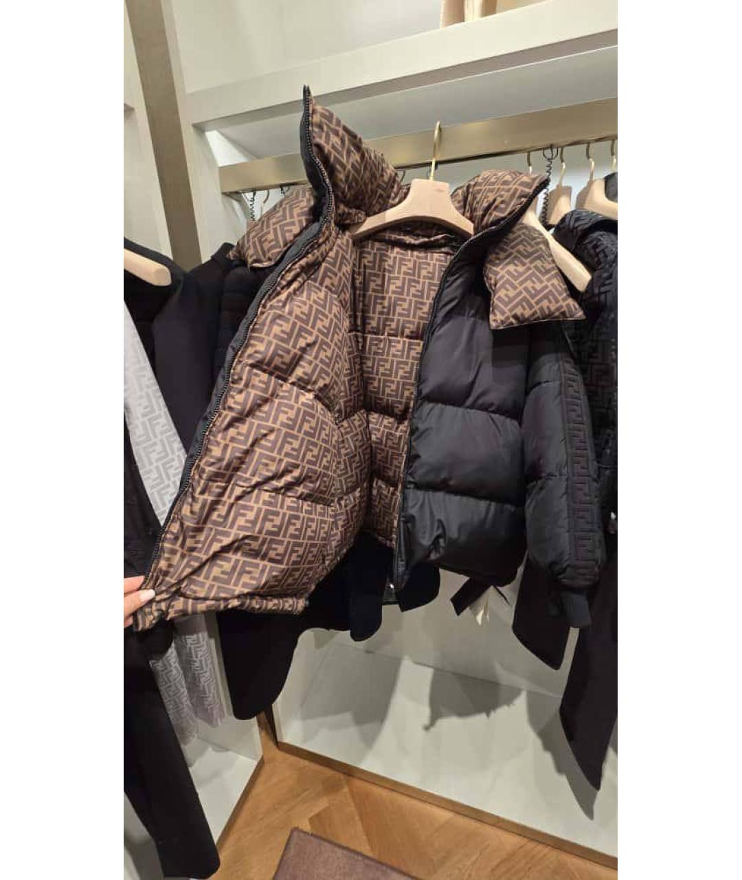 FENDI Черный полиэстеровый пуховик, фото 3