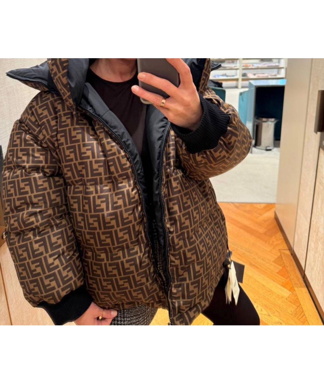 FENDI Черный полиэстеровый пуховик, фото 4