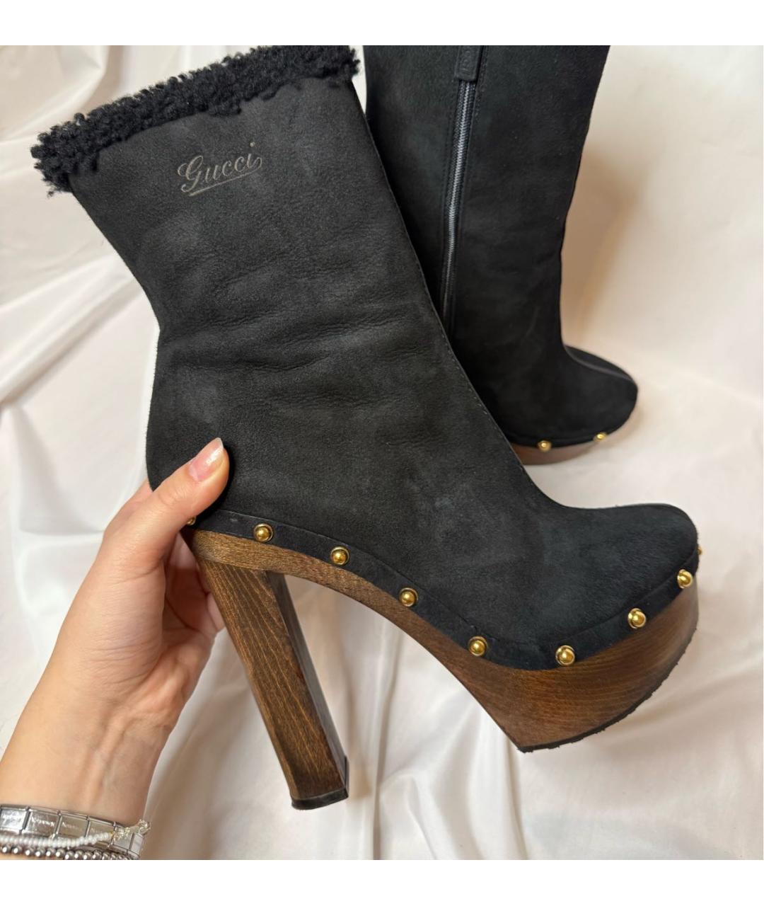 GUCCI Черные замшевые ботильоны, фото 6