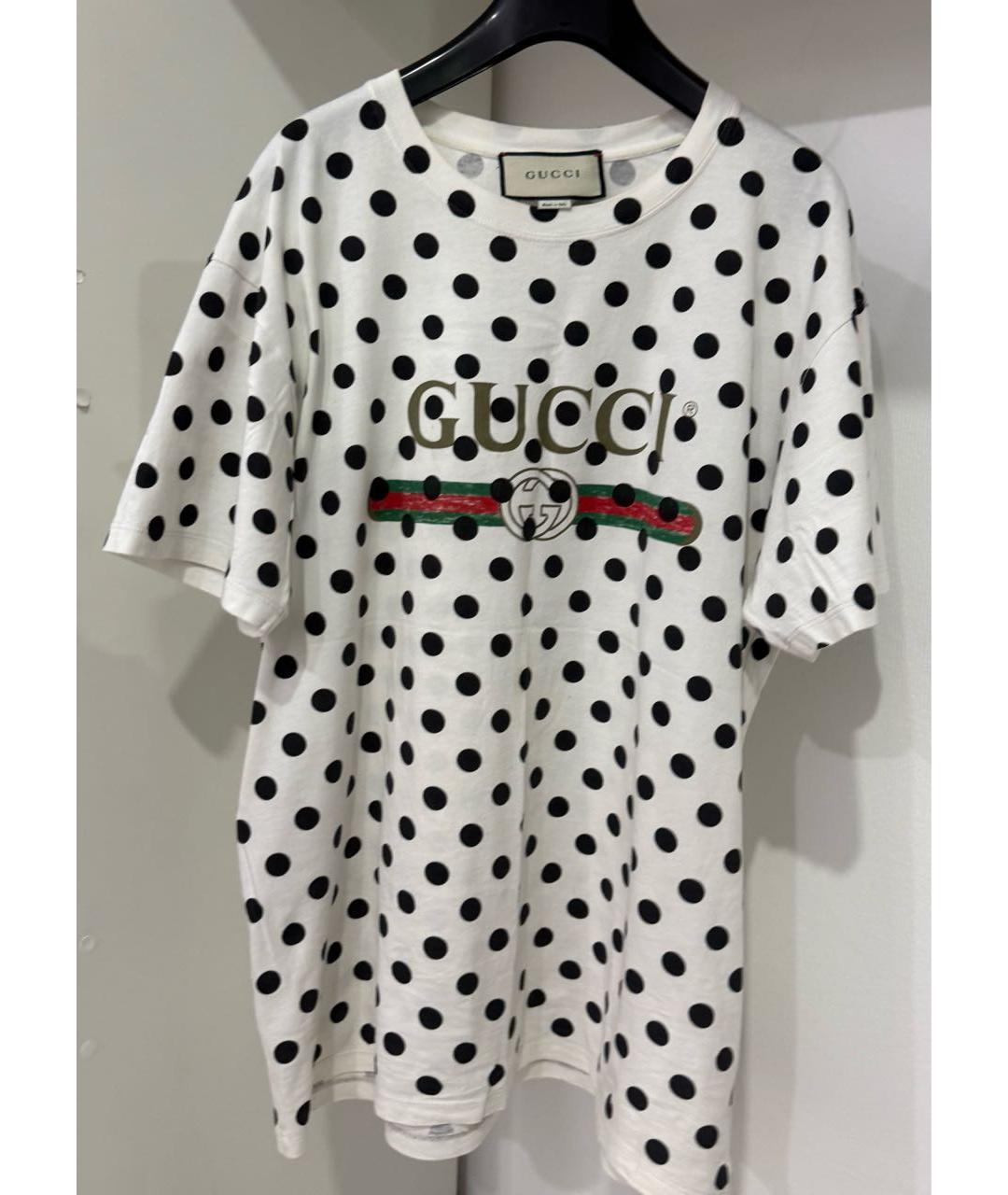 GUCCI Белая хлопковая футболка, фото 4