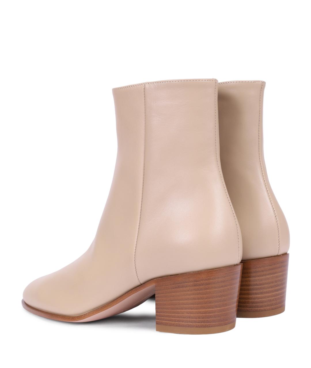 GIANVITO ROSSI Бежевые кожаные ботильоны, фото 4