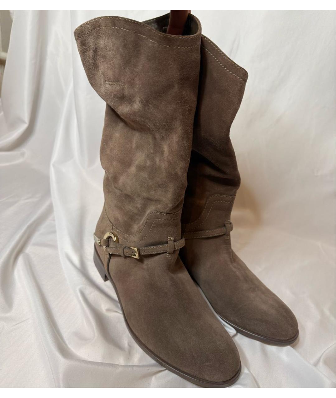 CHRISTIAN DIOR Бежевые замшевые сапоги, фото 2