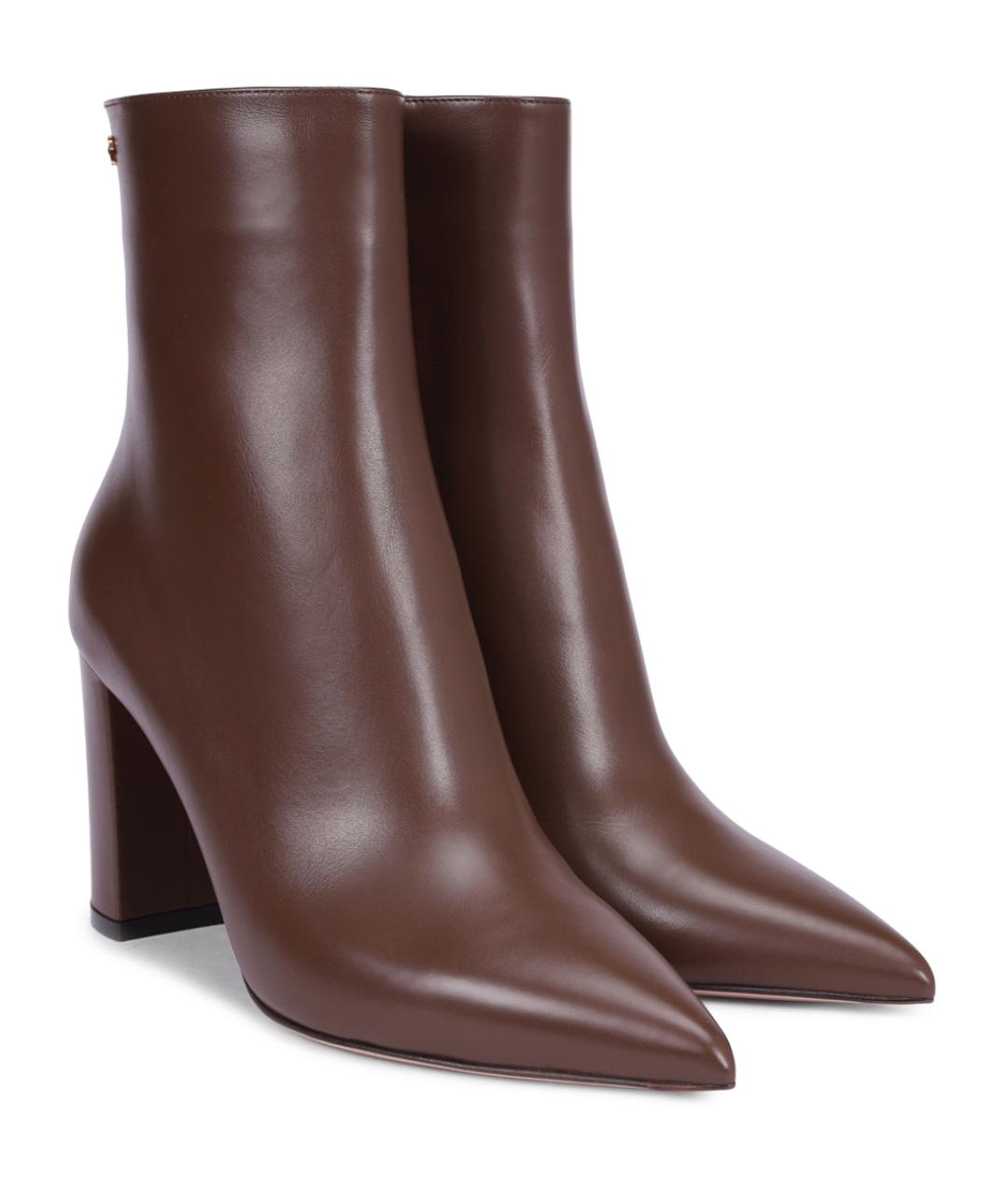 GIANVITO ROSSI Коричневые кожаные ботильоны, фото 2