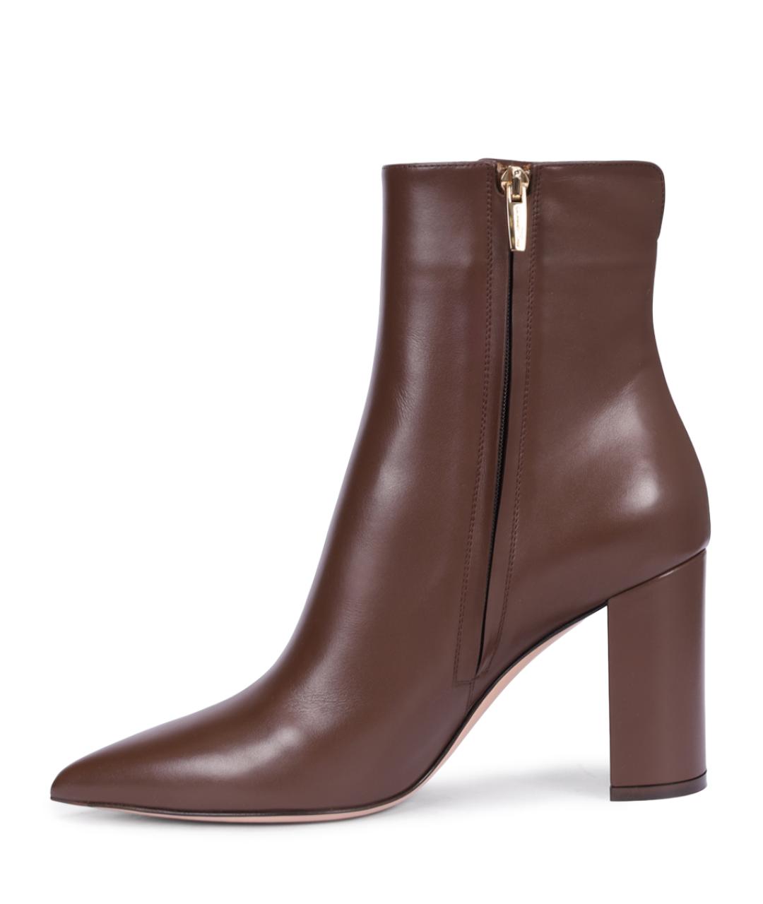 GIANVITO ROSSI Коричневые кожаные ботильоны, фото 3