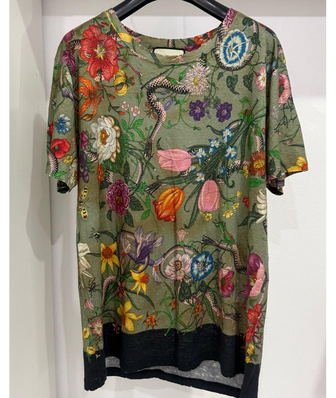 GUCCI Мульти льняная футболка, фото 2