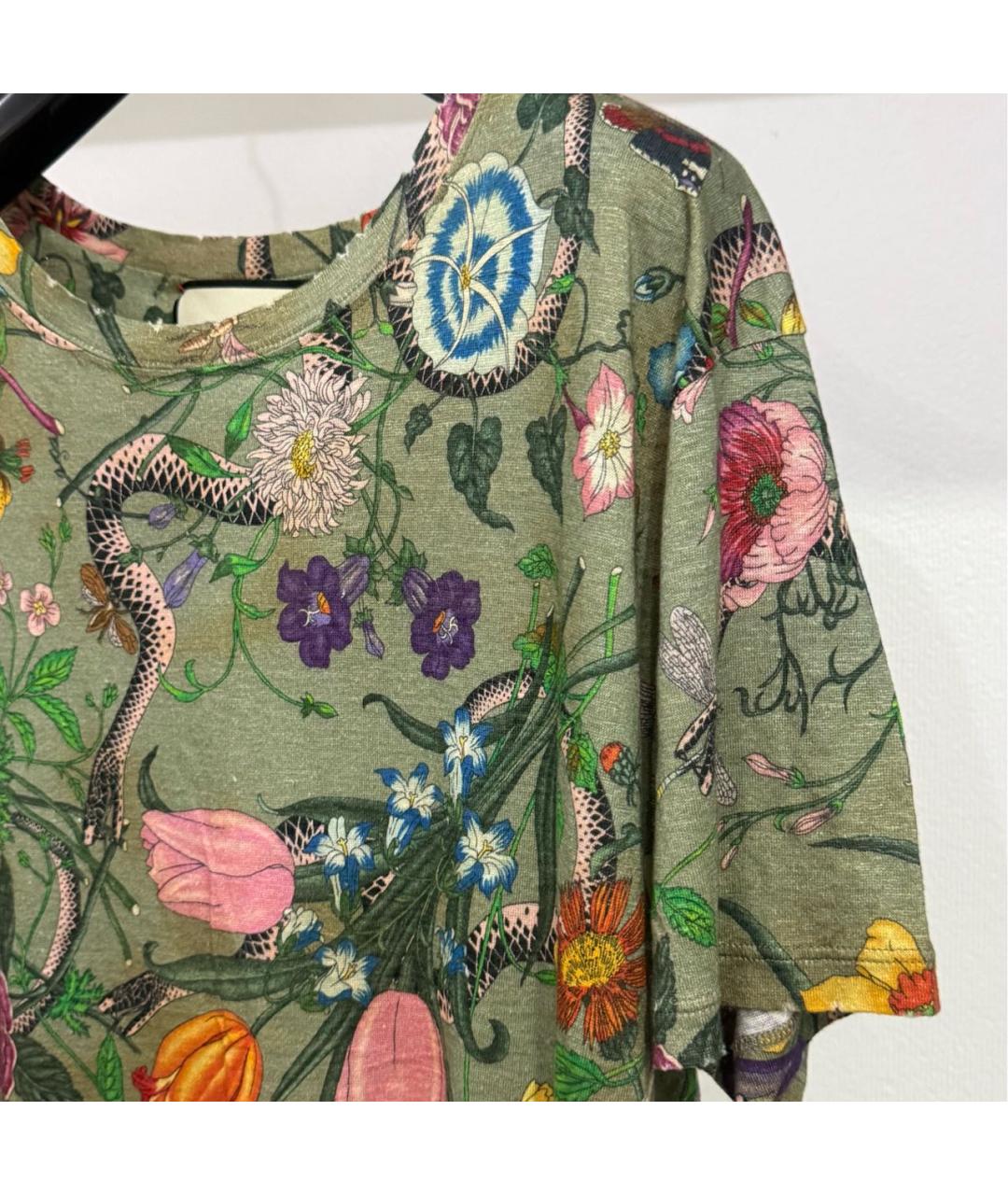 GUCCI Мульти льняная футболка, фото 3