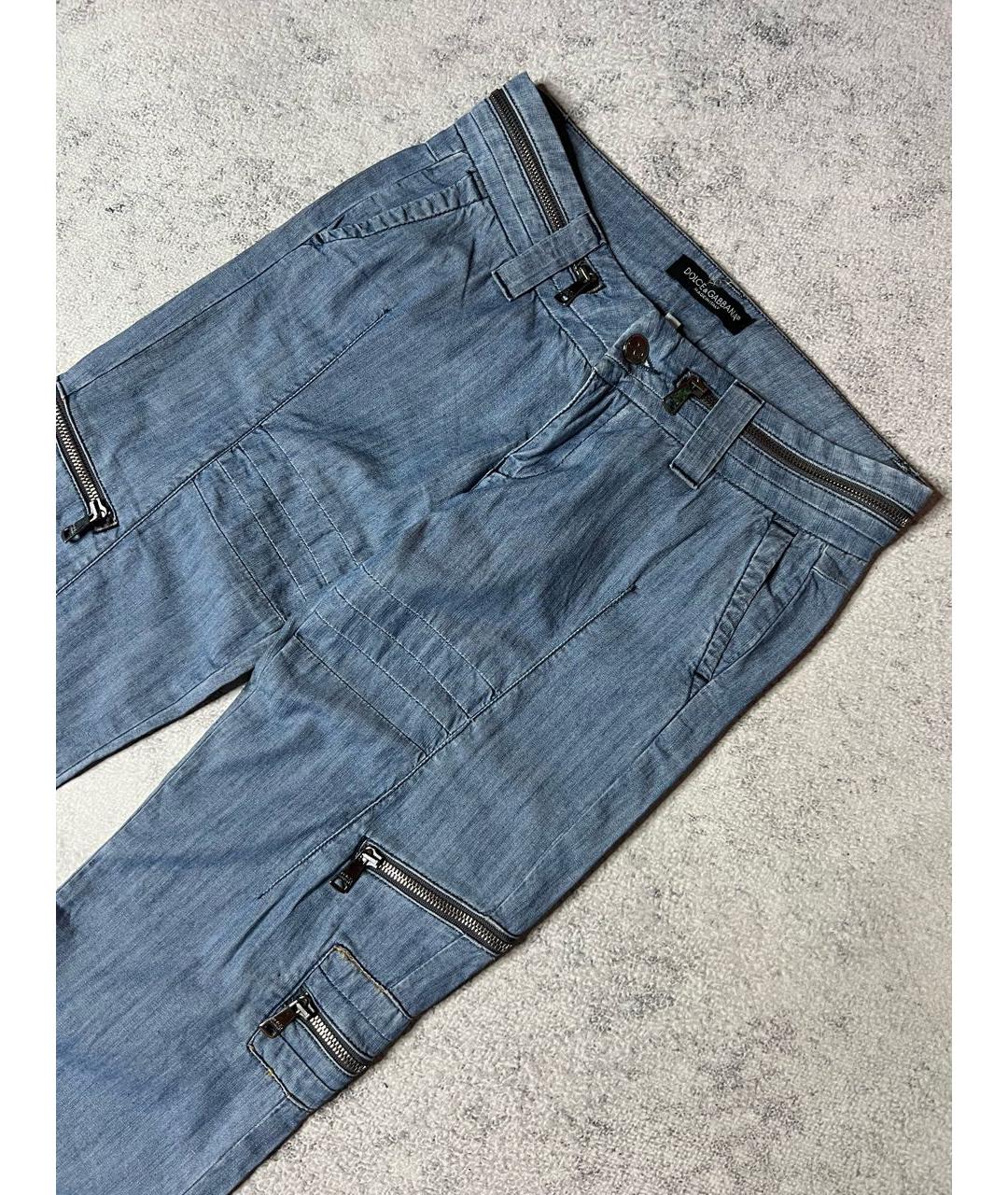 DOLCE&GABBANA Голубые хлопковые прямые джинсы, фото 2