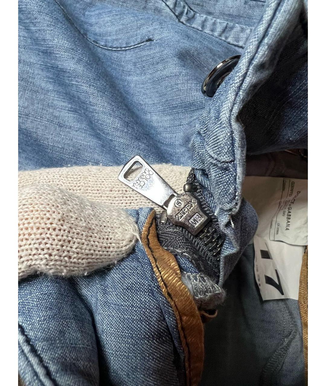 DOLCE&GABBANA Голубые хлопковые прямые джинсы, фото 7