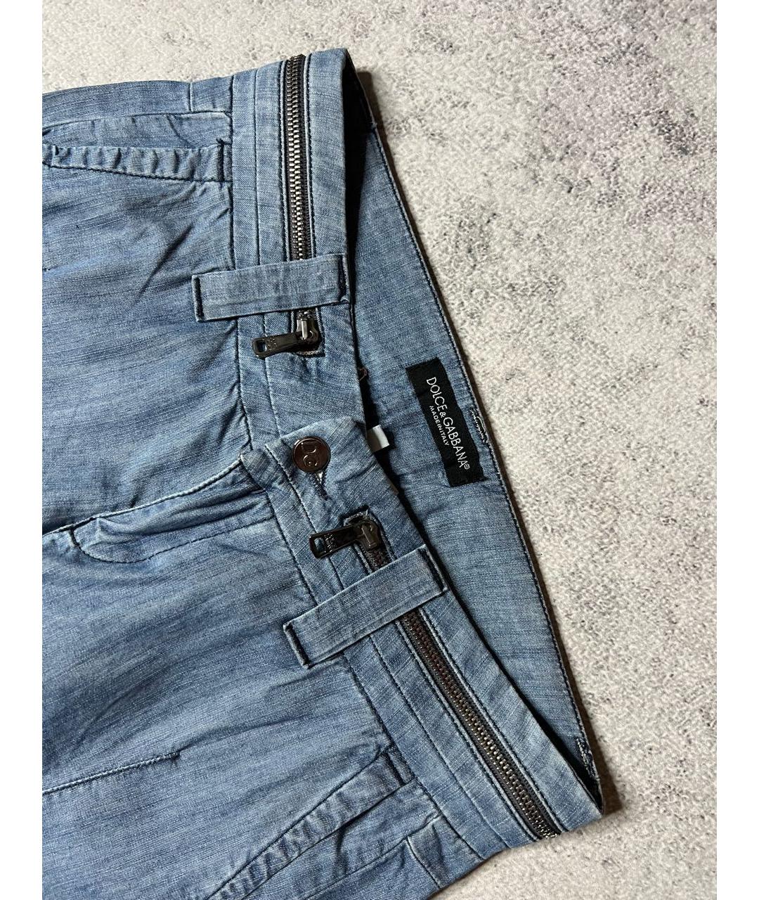 DOLCE&GABBANA Голубые хлопковые прямые джинсы, фото 3