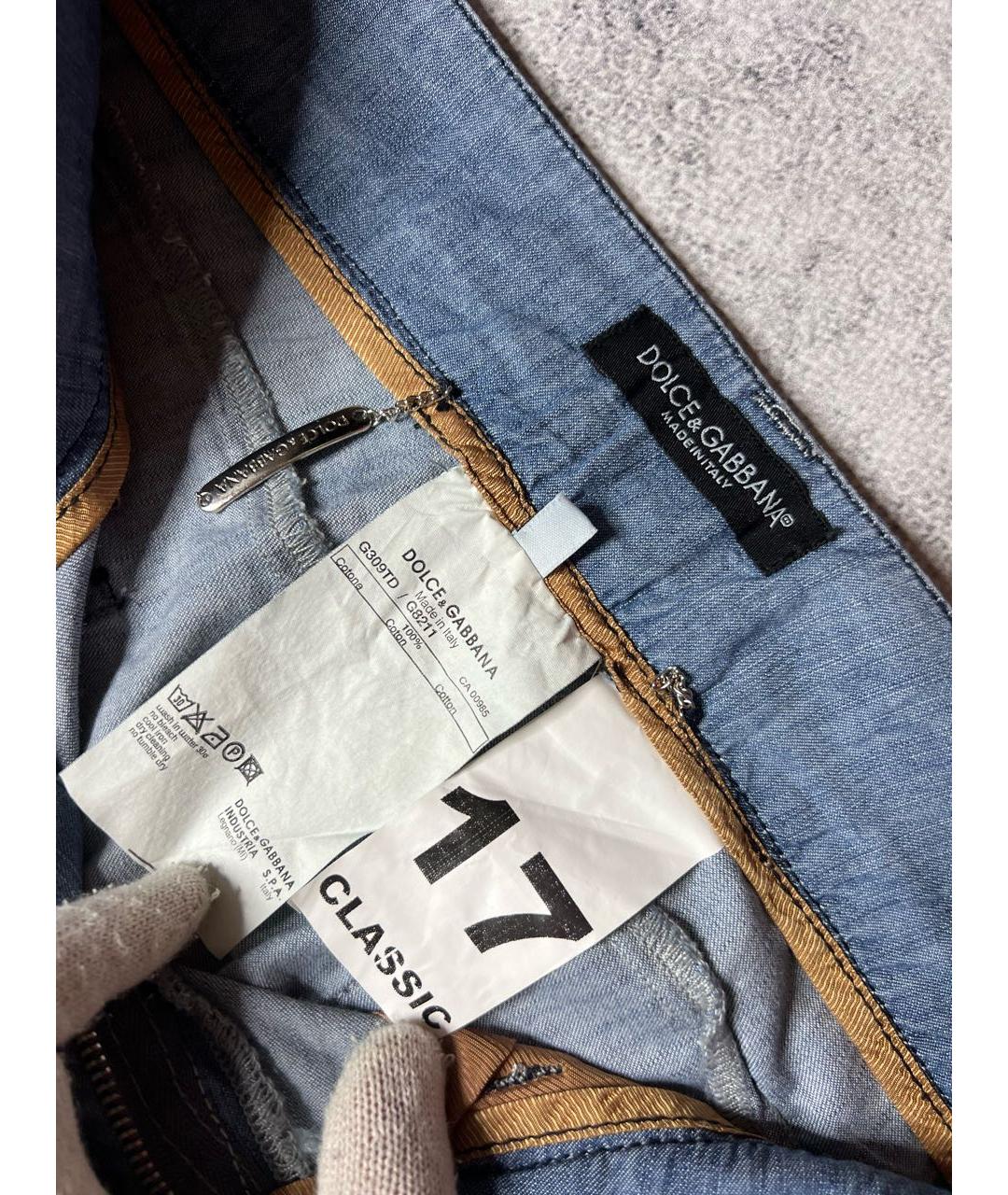 DOLCE&GABBANA Голубые хлопковые прямые джинсы, фото 6