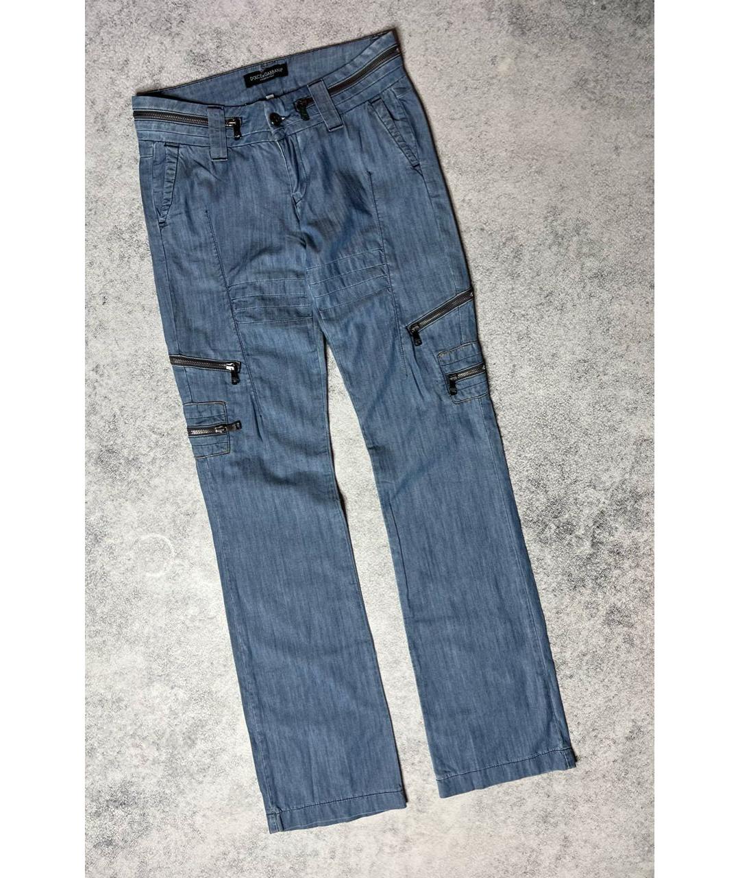 DOLCE&GABBANA Голубые хлопковые прямые джинсы, фото 8