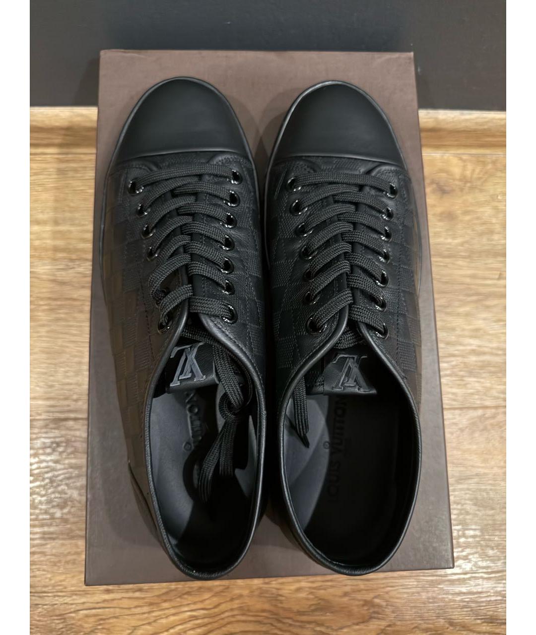 LOUIS VUITTON Черные кожаные низкие кроссовки / кеды, фото 2