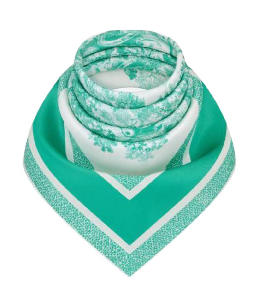 CHRISTIAN DIOR Зеленый шелковый шарф, фото 2