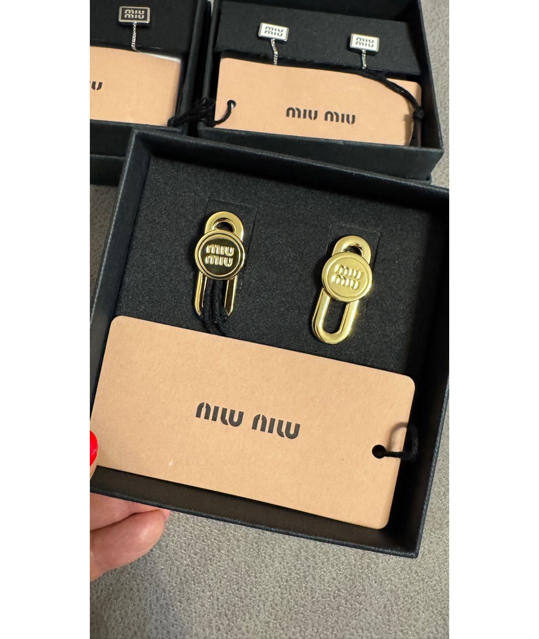 MIU MIU Золотые металлические серьги, фото 3