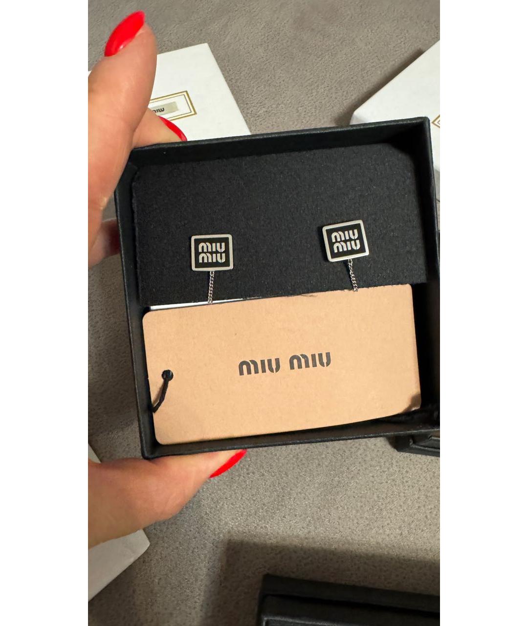 MIU MIU Черные металлические серьги, фото 2