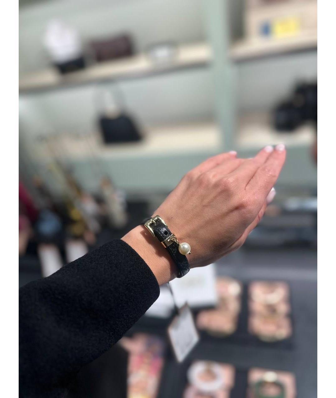 MIU MIU Черный кожаный браслет, фото 2