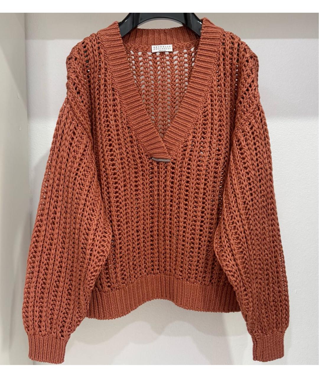 BRUNELLO CUCINELLI Коричневый хлопковый джемпер / свитер, фото 3