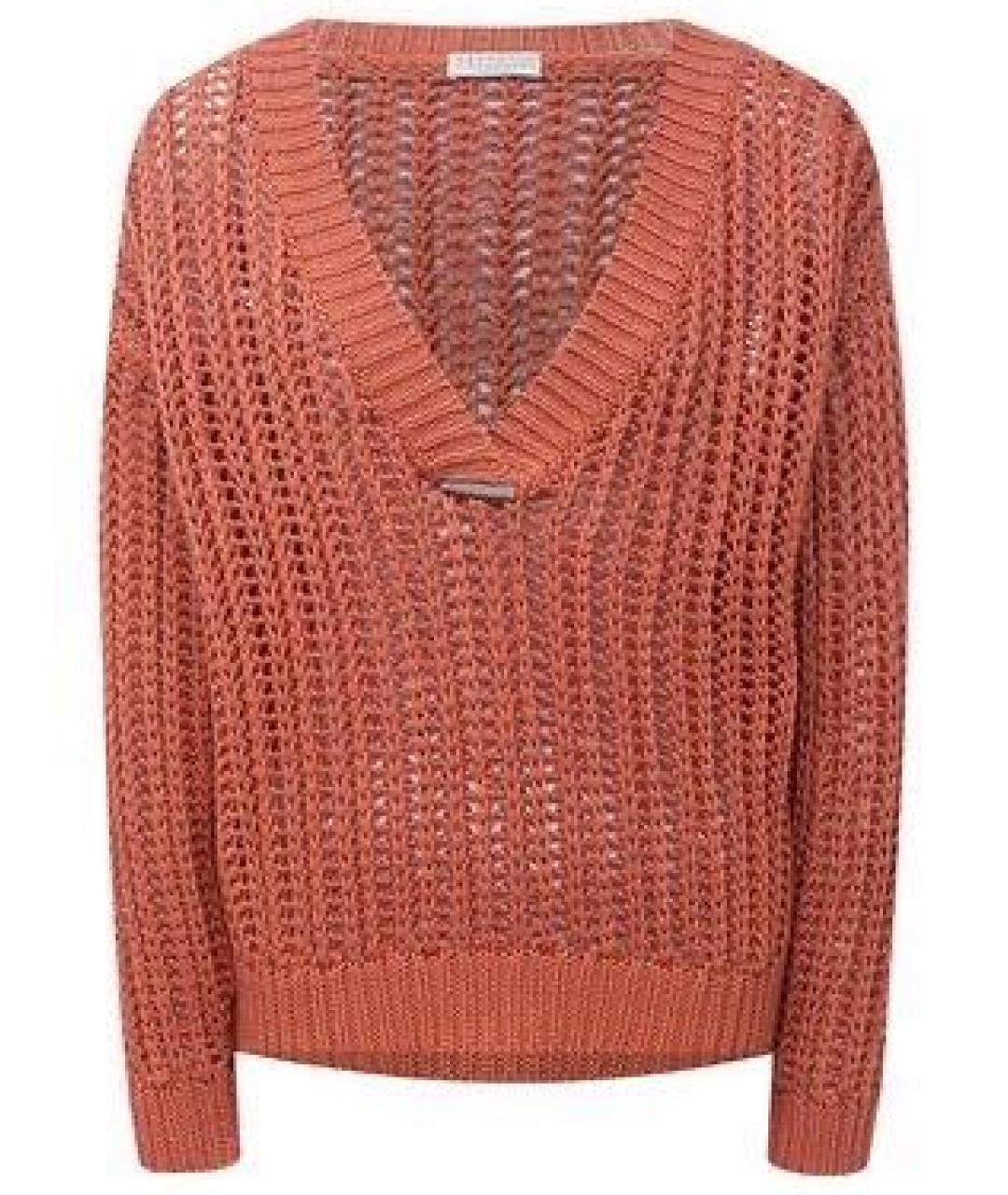 BRUNELLO CUCINELLI Коричневый хлопковый джемпер / свитер, фото 1