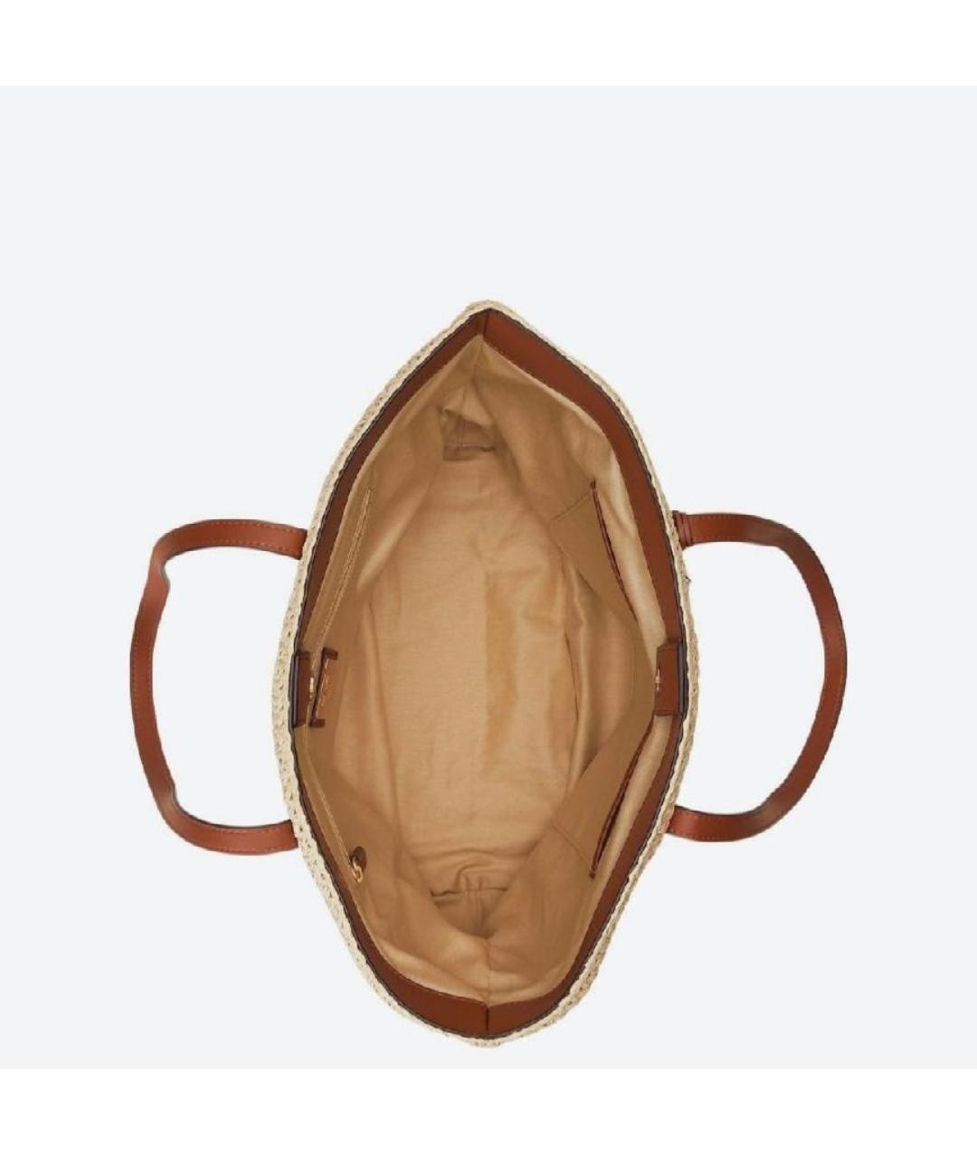 RALPH LAUREN Бежевая пелетеная сумка тоут, фото 4