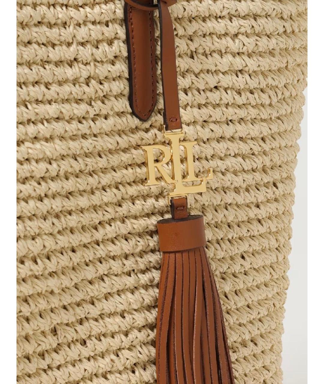 RALPH LAUREN Бежевая пелетеная сумка тоут, фото 3