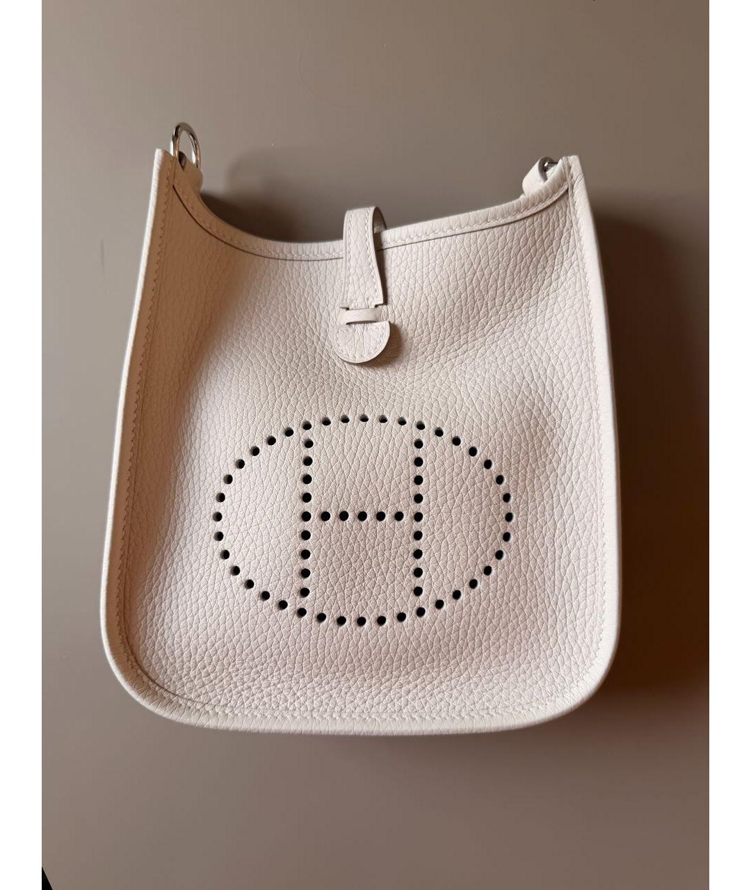 HERMES Белая кожаная сумка через плечо, фото 5