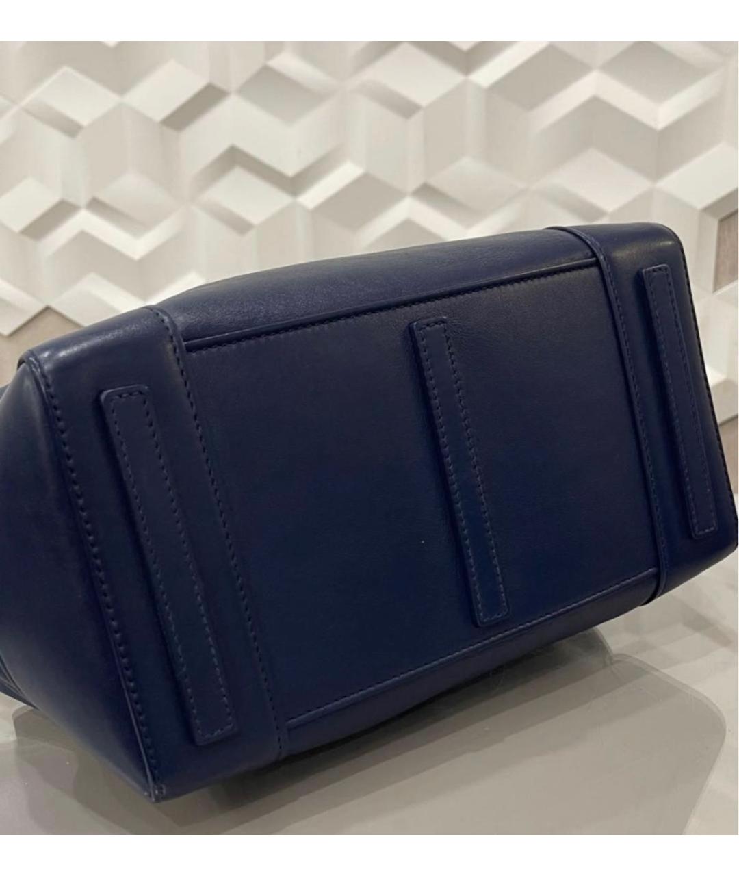 RALPH LAUREN Темно-синяя кожаная сумка тоут, фото 6