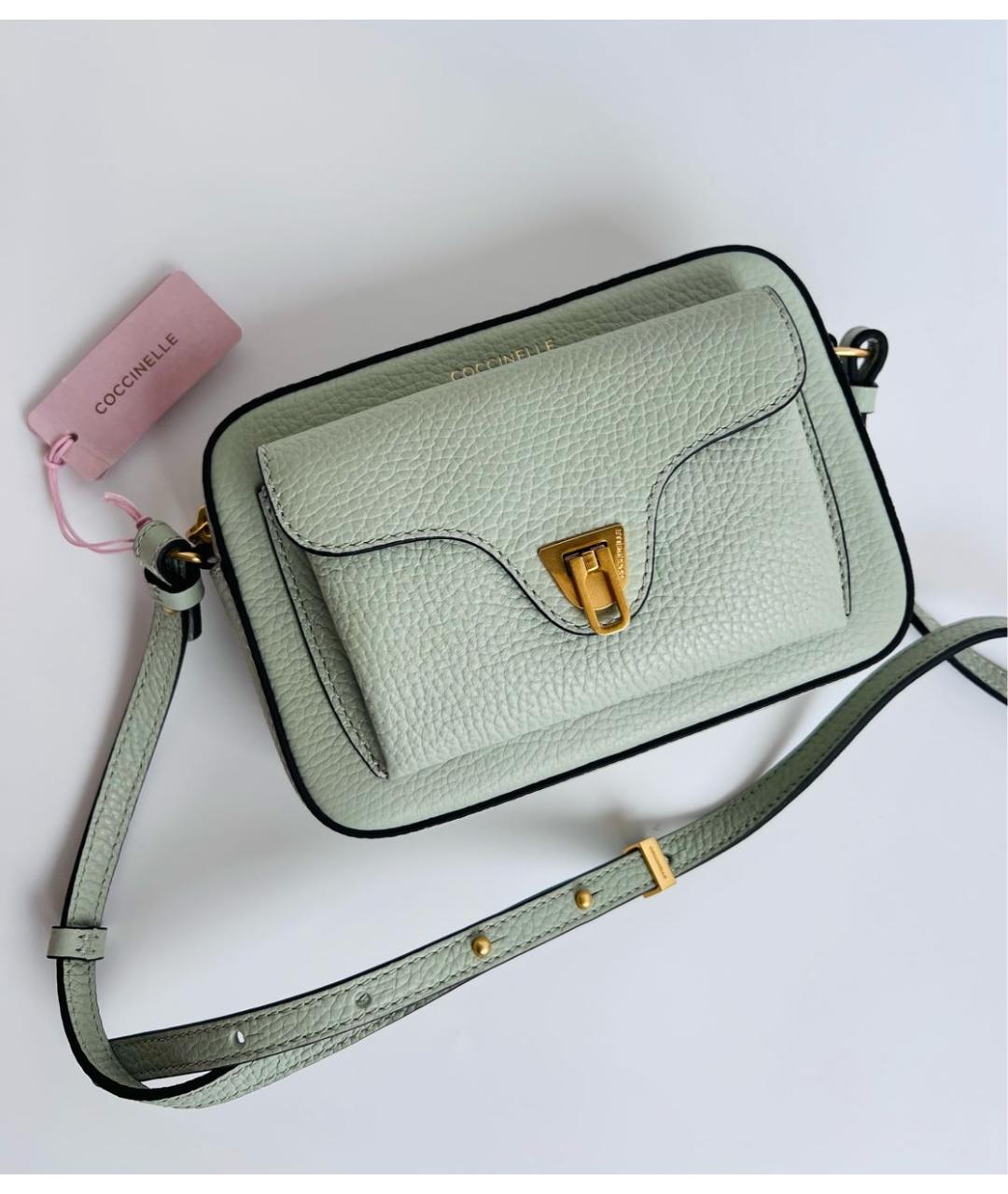 COCCINELLE Зеленая кожаная сумка через плечо, фото 3