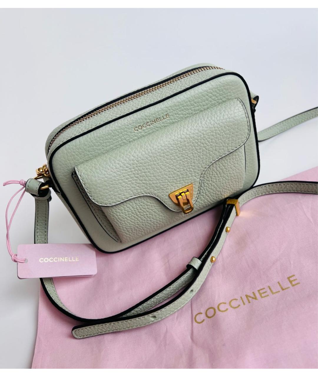 COCCINELLE Зеленая кожаная сумка через плечо, фото 8