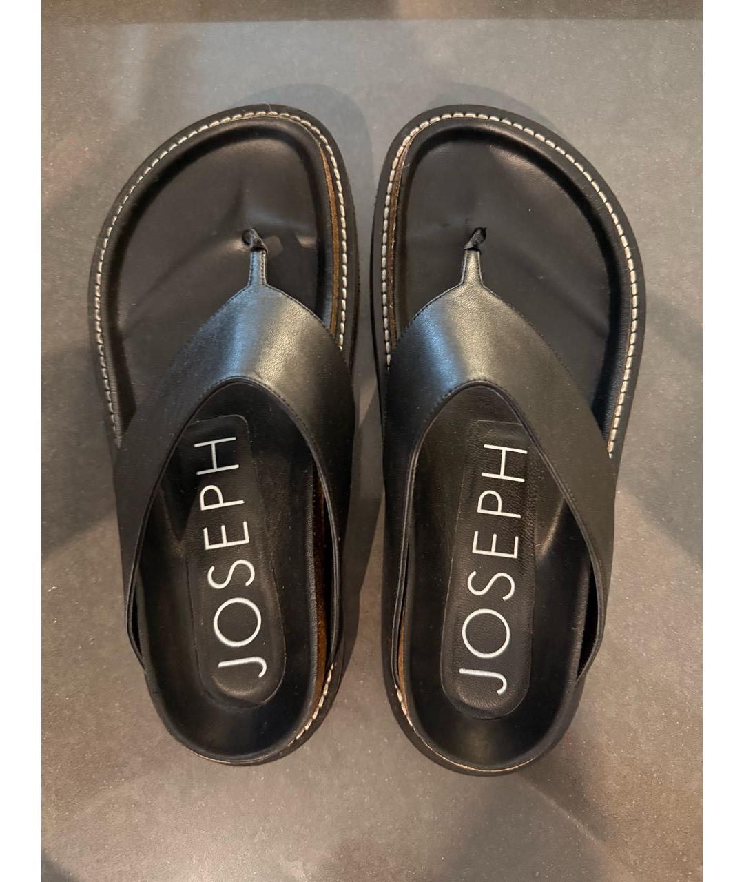 JOSEPH Черные кожаные шлепанцы, фото 4