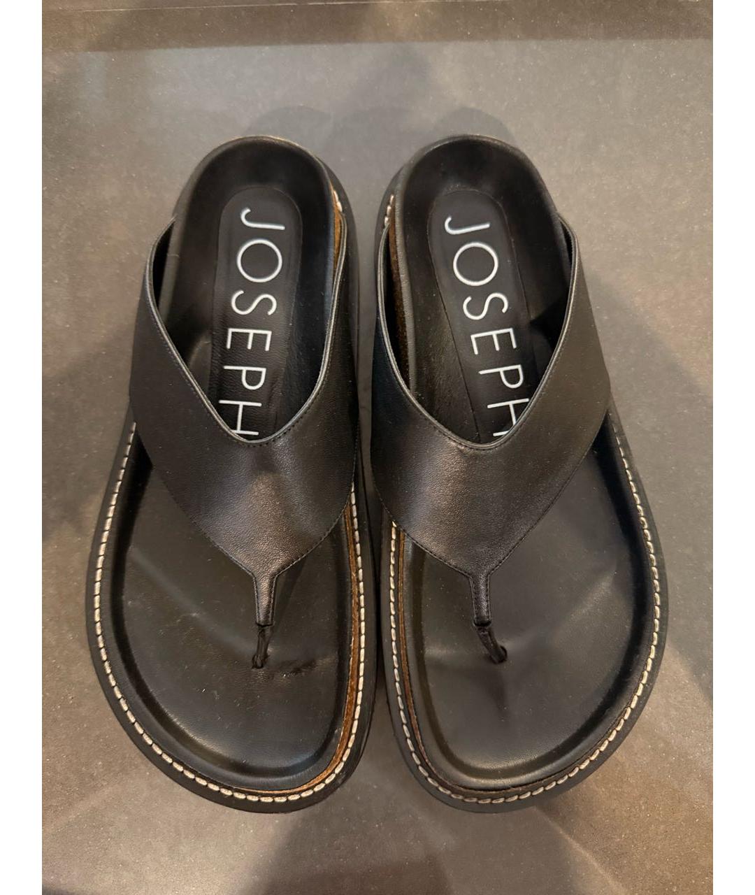 JOSEPH Черные кожаные шлепанцы, фото 3