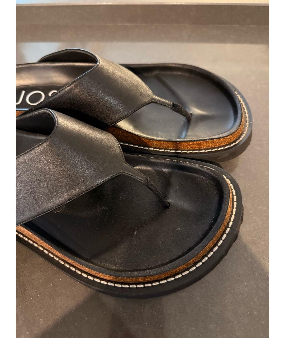 JOSEPH Черные кожаные шлепанцы, фото 7