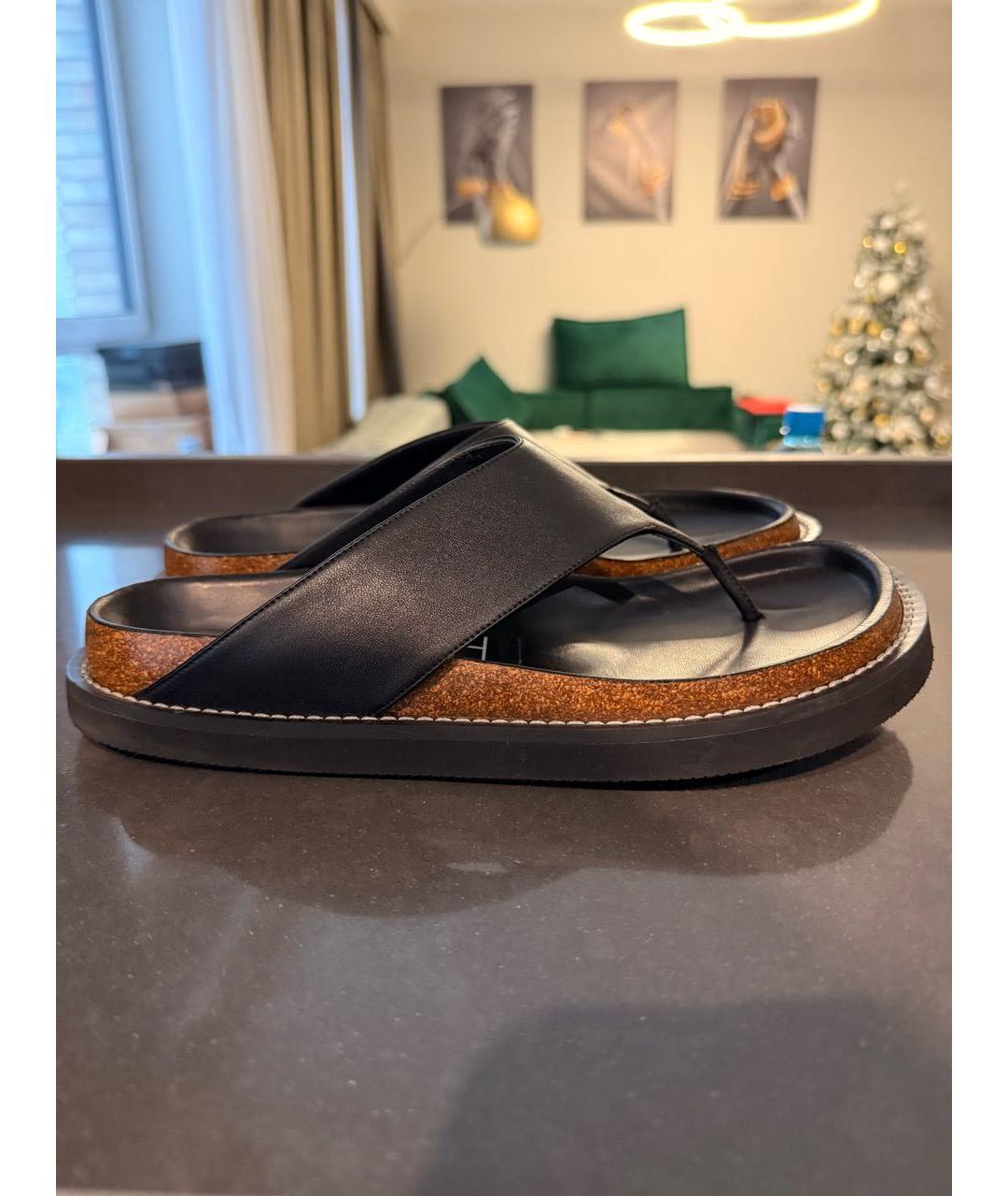 JOSEPH Черные кожаные шлепанцы, фото 8