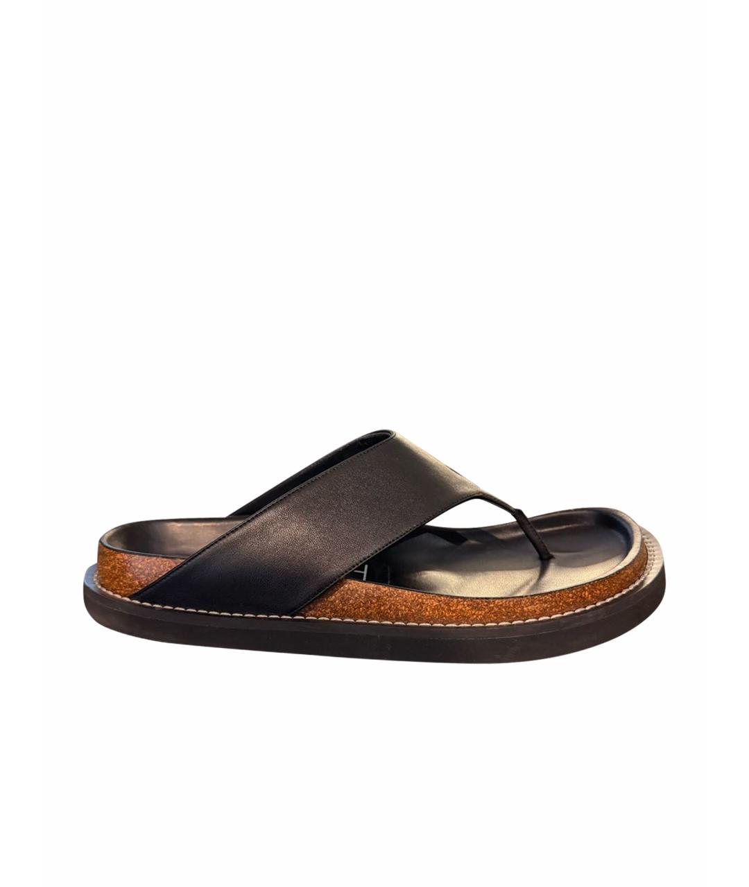 JOSEPH Черные кожаные шлепанцы, фото 1