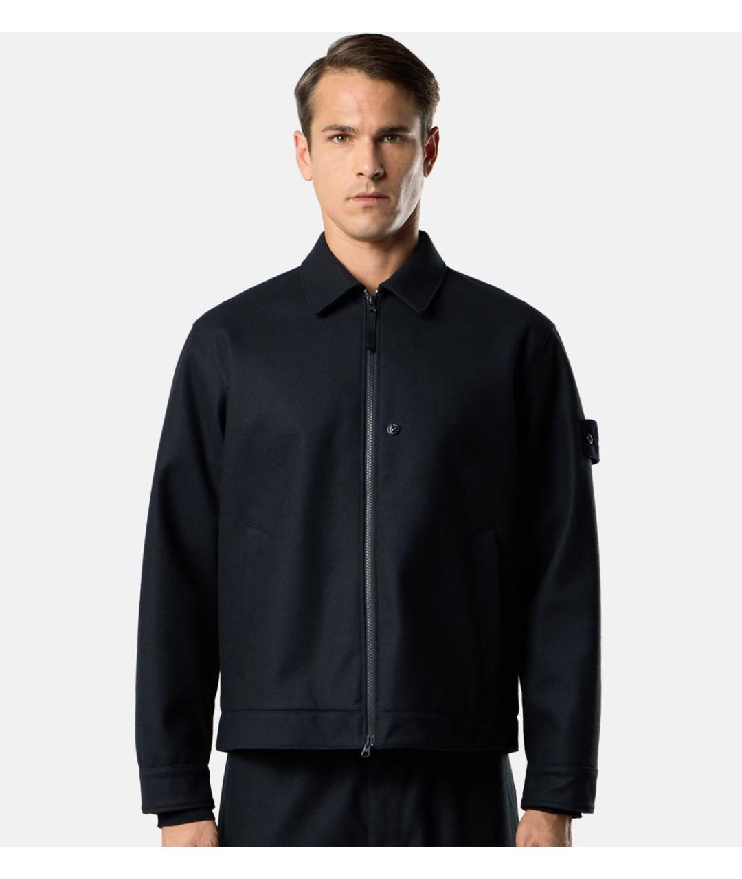 STONE ISLAND Темно-синяя шерстяная куртка, фото 3