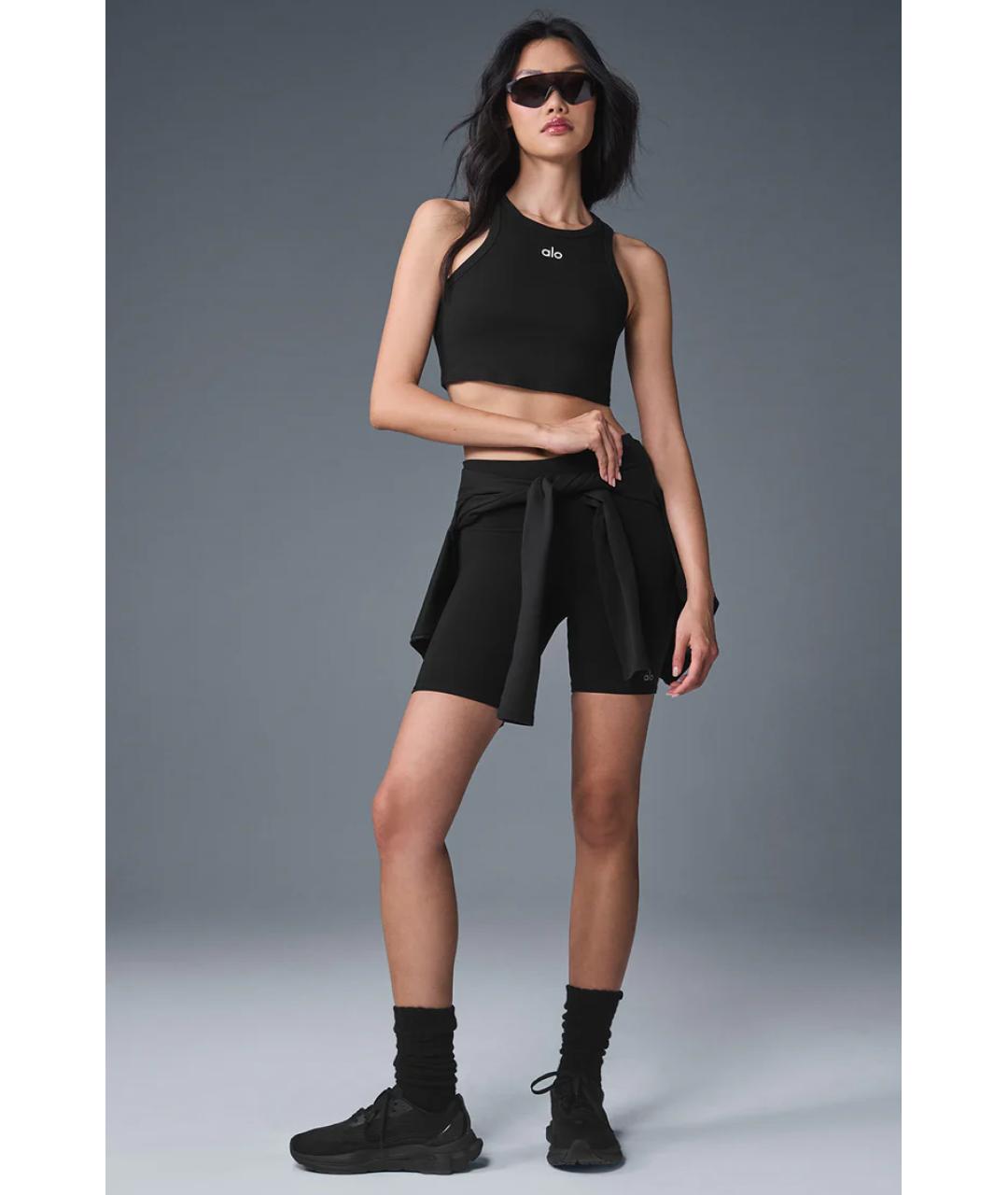 ALO YOGA Черная хлопковая майка, фото 6