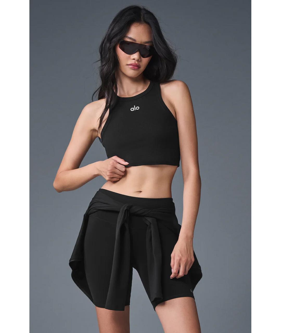 ALO YOGA Черная хлопковая майка, фото 3