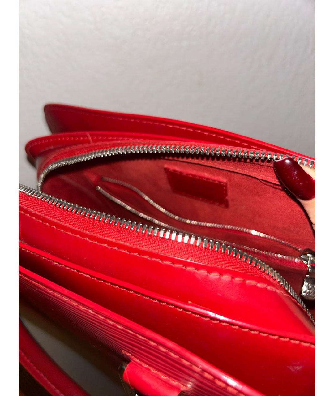 LOUIS VUITTON Красная кожаная сумка тоут, фото 6