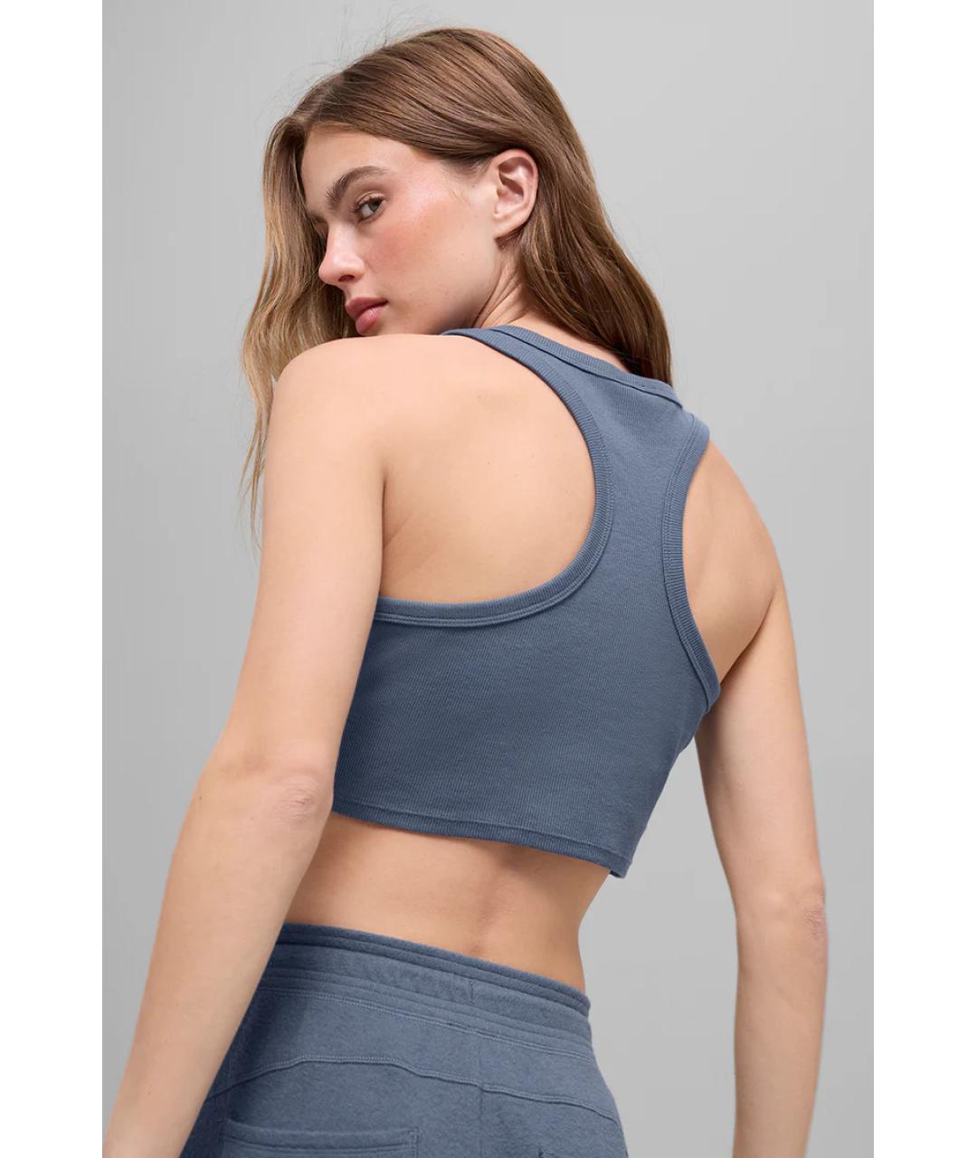 ALO YOGA Серая хлопковая майка, фото 4