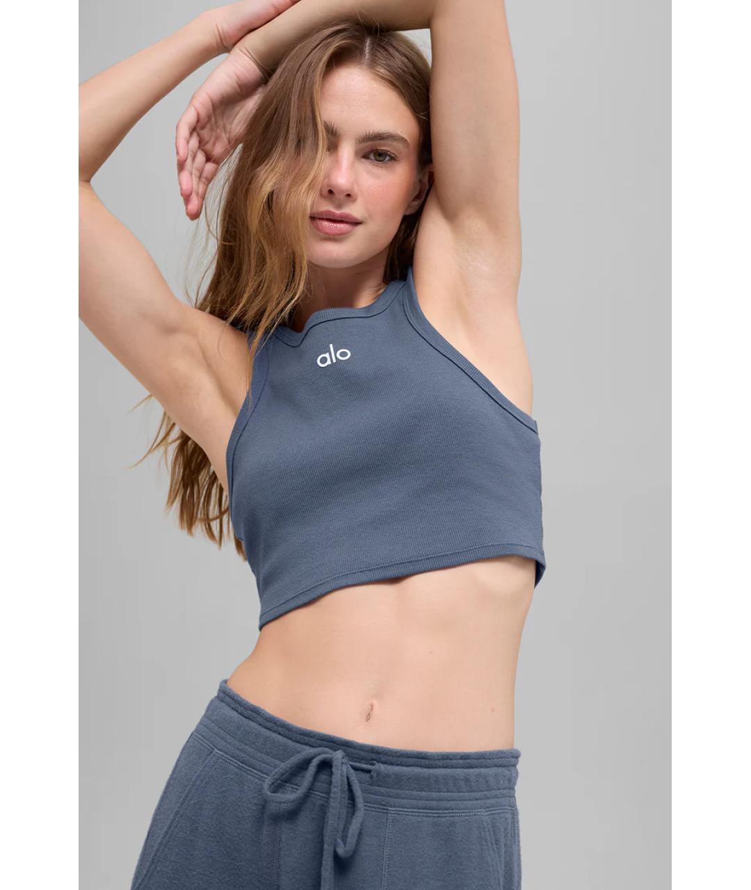 ALO YOGA Серая хлопковая майка, фото 3