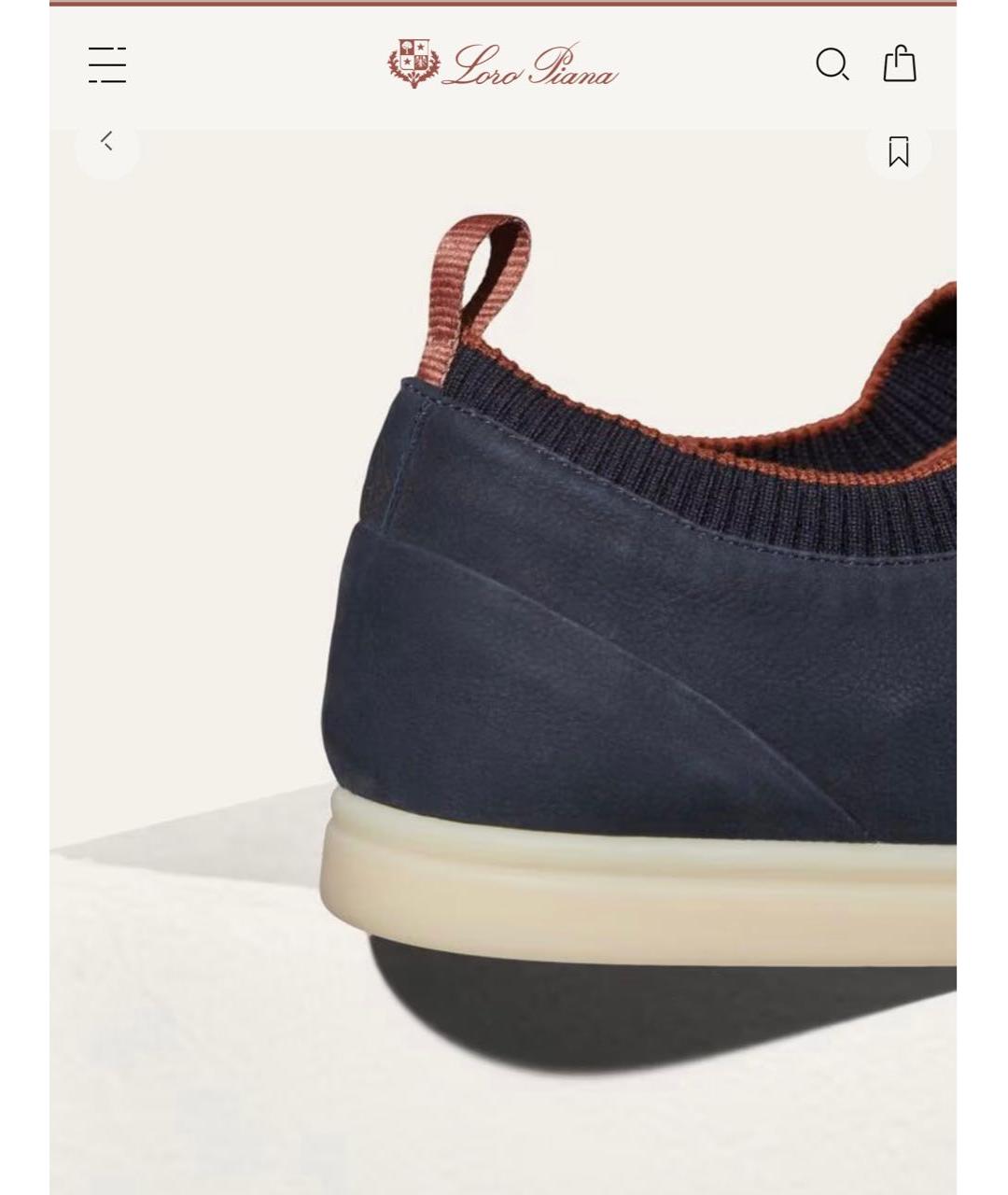 LORO PIANA Темно-синие замшевые низкие кроссовки / кеды, фото 4