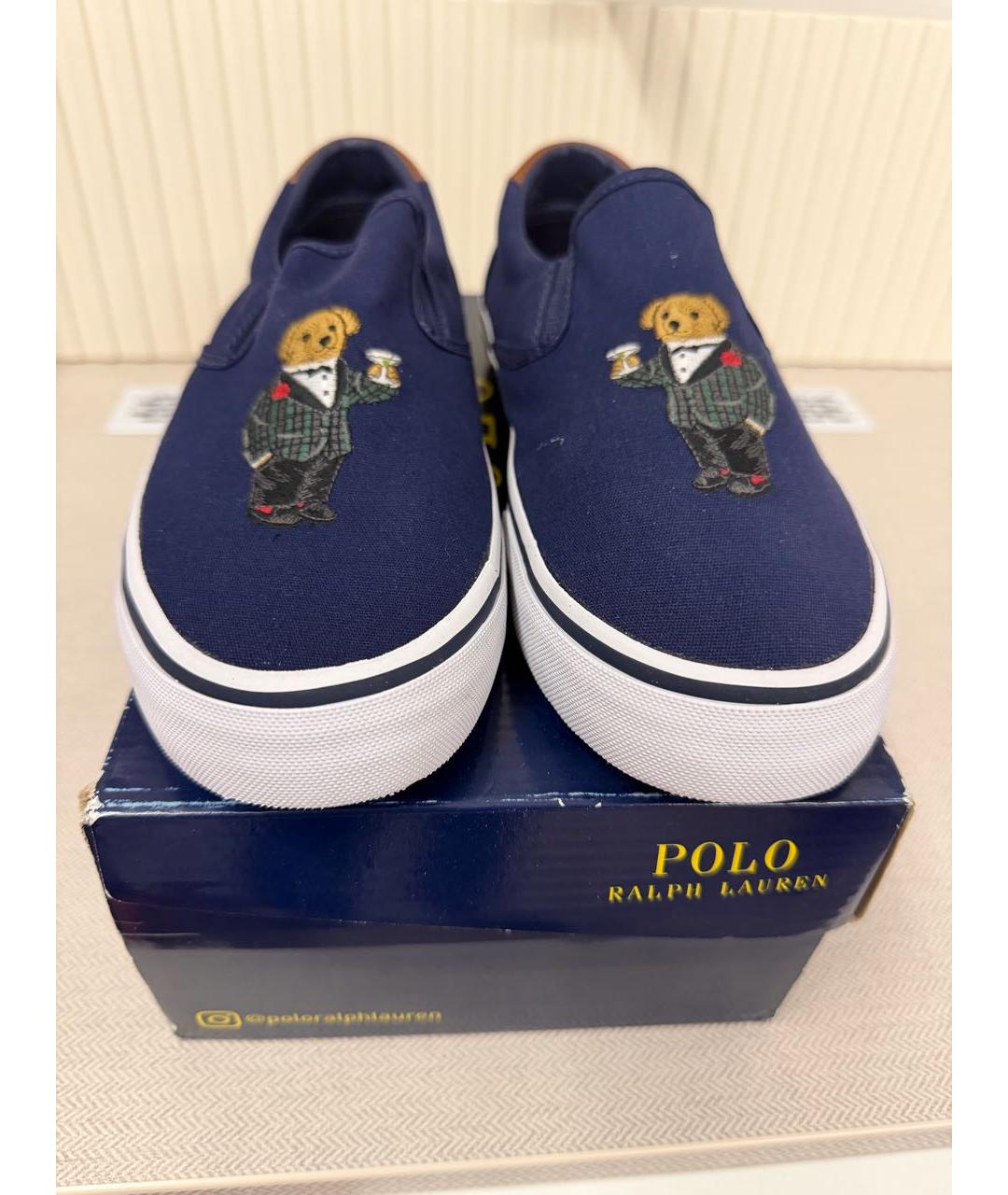 POLO RALPH LAUREN Темно-синие текстильные слипоны, фото 2