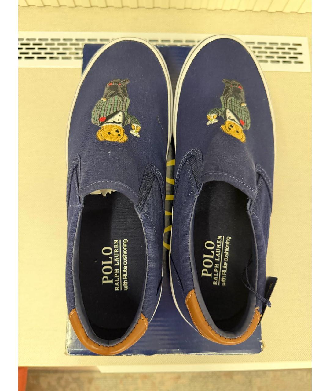 POLO RALPH LAUREN Темно-синие текстильные слипоны, фото 3