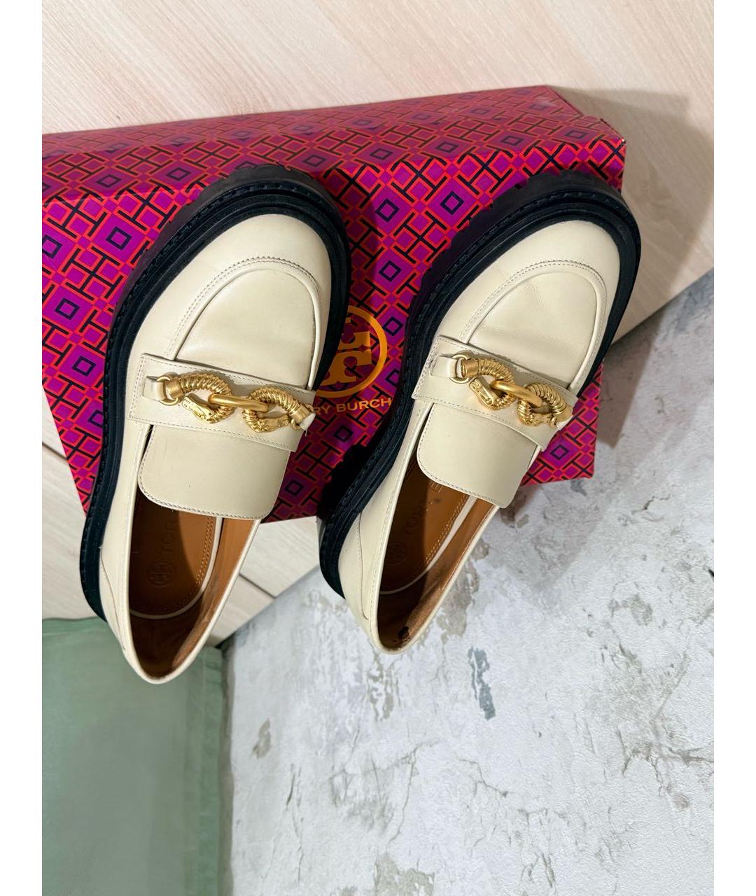 TORY BURCH Бежевые кожаные брогги и оксфорды, фото 3