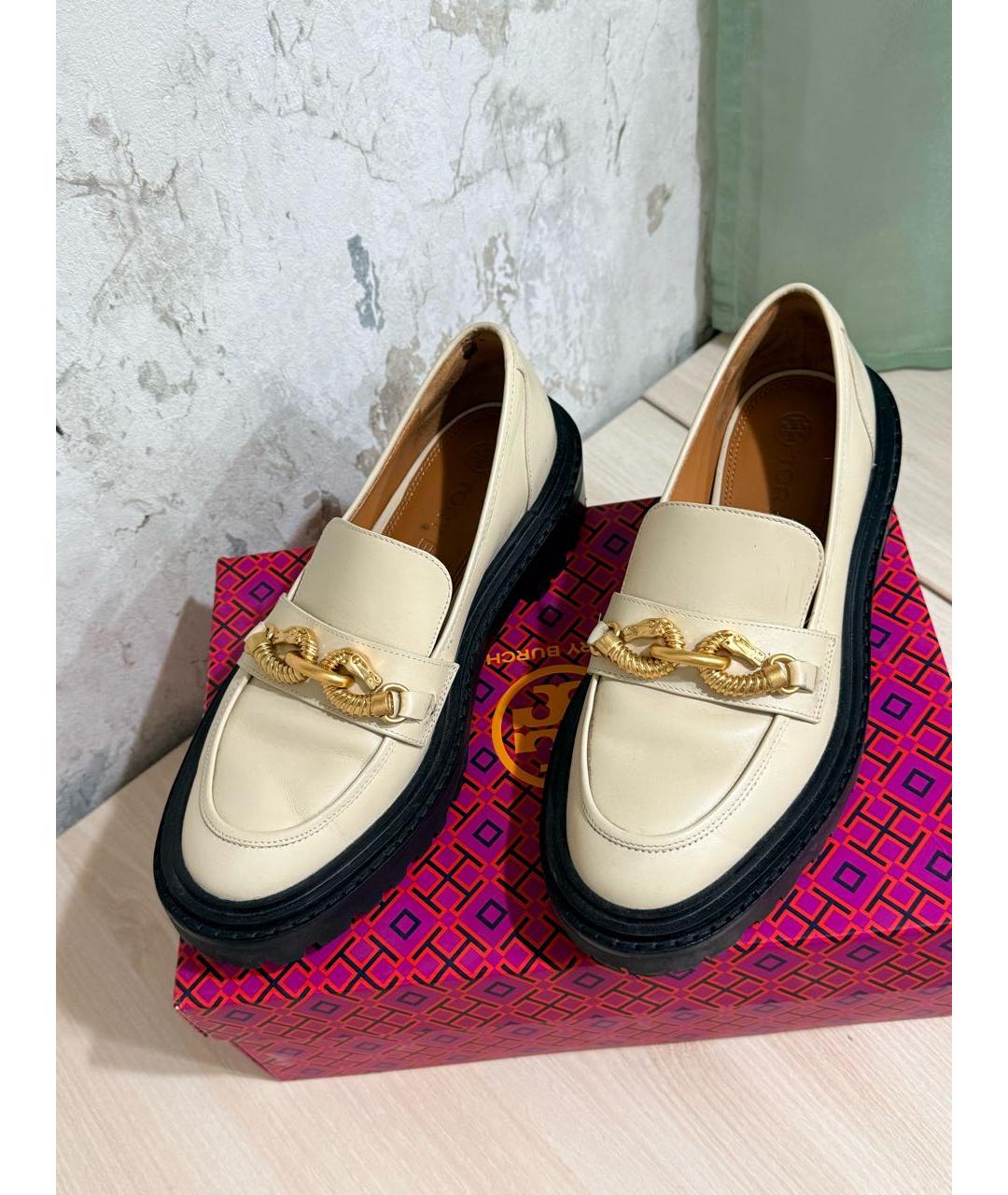 TORY BURCH Бежевые кожаные брогги и оксфорды, фото 2